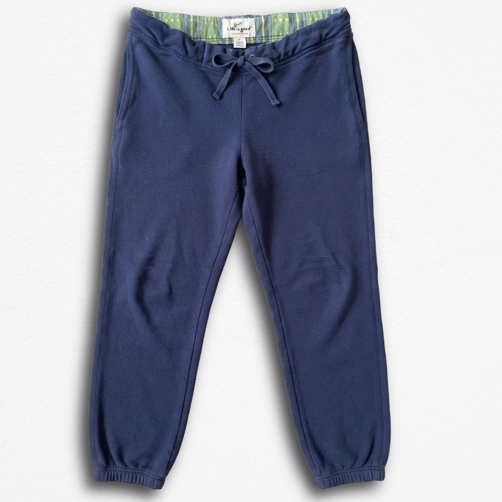 High Camp Club Navy Blue Jogger Sweatpants Plaid Trim Drawstring Medium